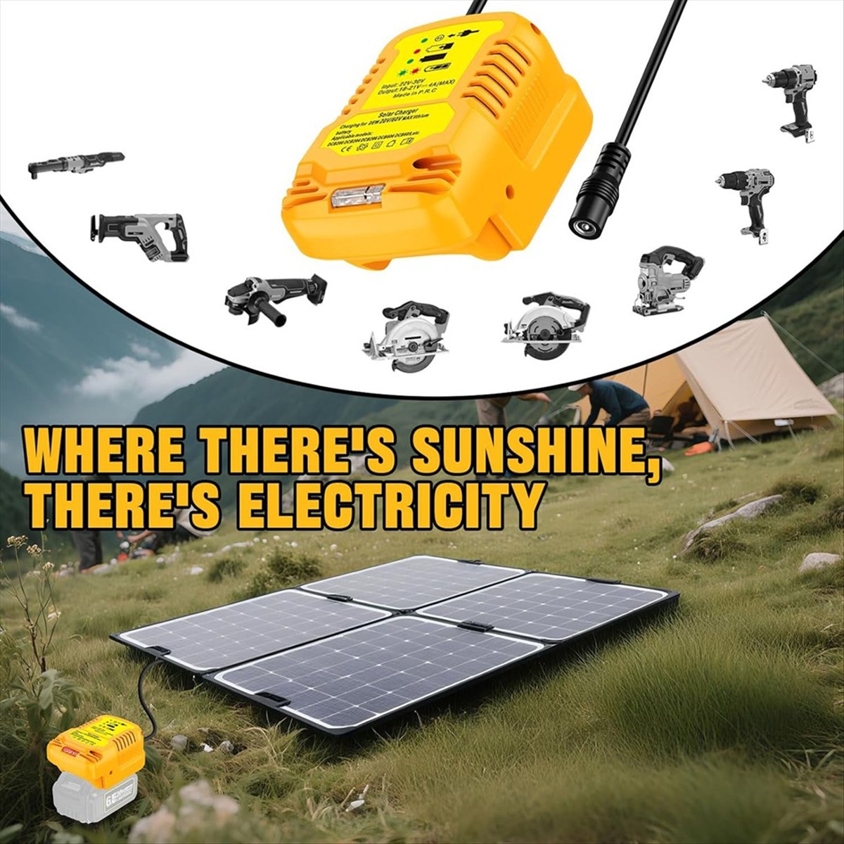 Solar Emergency Charger - Adaptador de cargador solar para batería